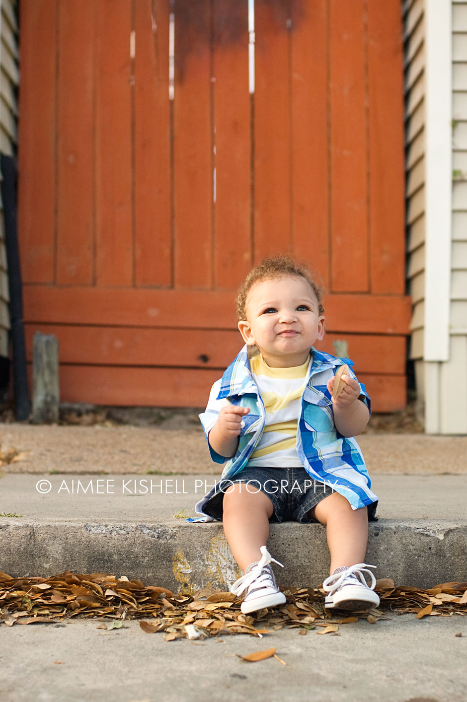 Evan's nine month photo shoot by Aimee Kishell Photography in Houston Texas.